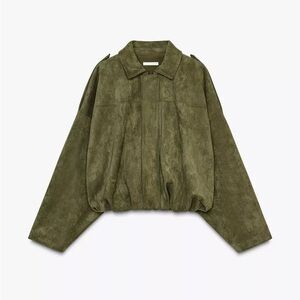 Faux Suede Bomber Jacket
